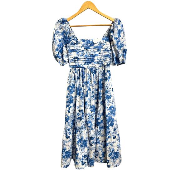 Abercrombie & Fitch The A&F Emerson Poplin Puff Sleeve Midi Dress size XSP - Picture 2 of 7